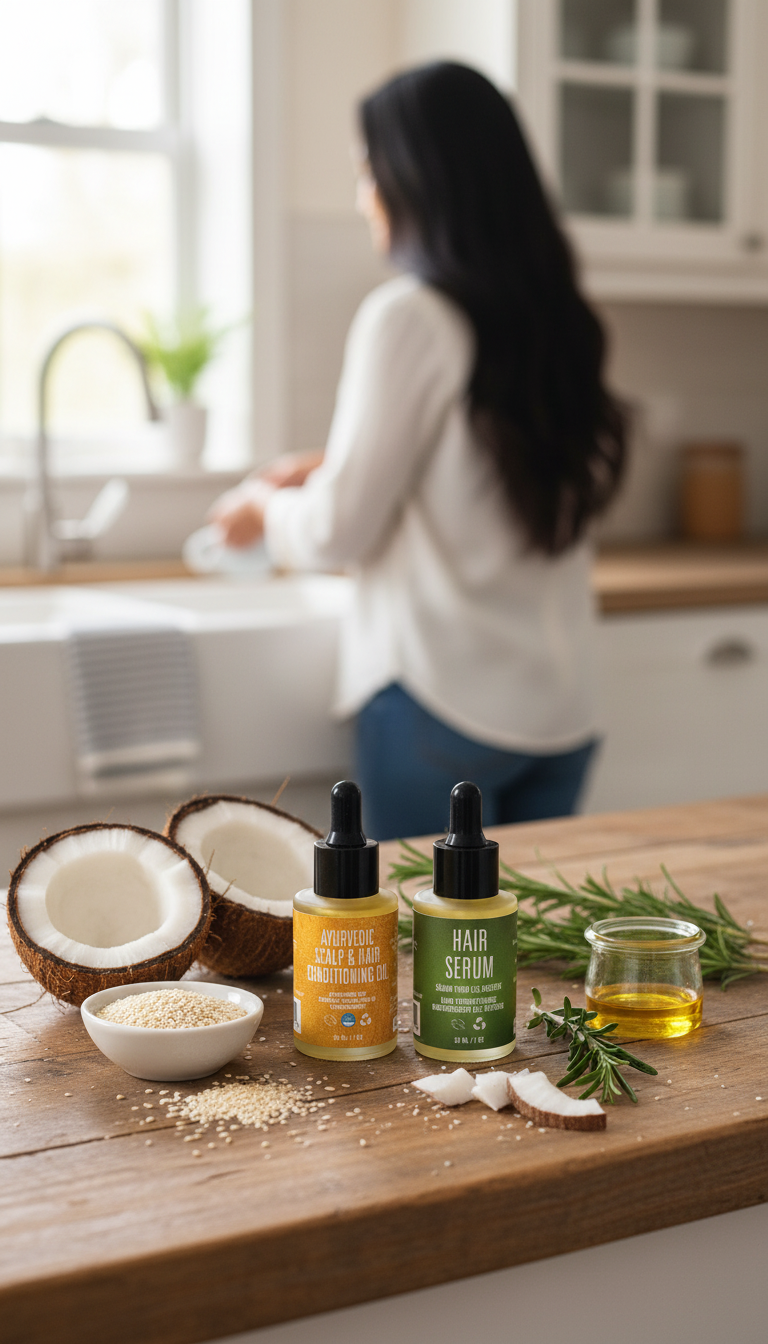 Two bottles of hair care products on a white background
