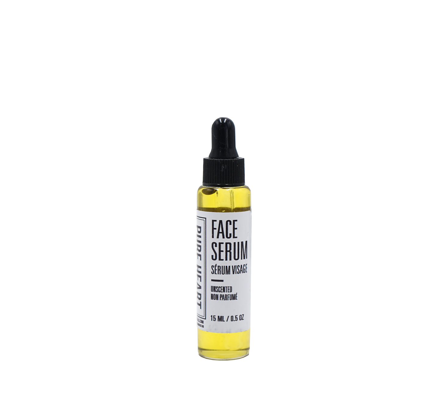 Face serum bottle with dropper on a white background