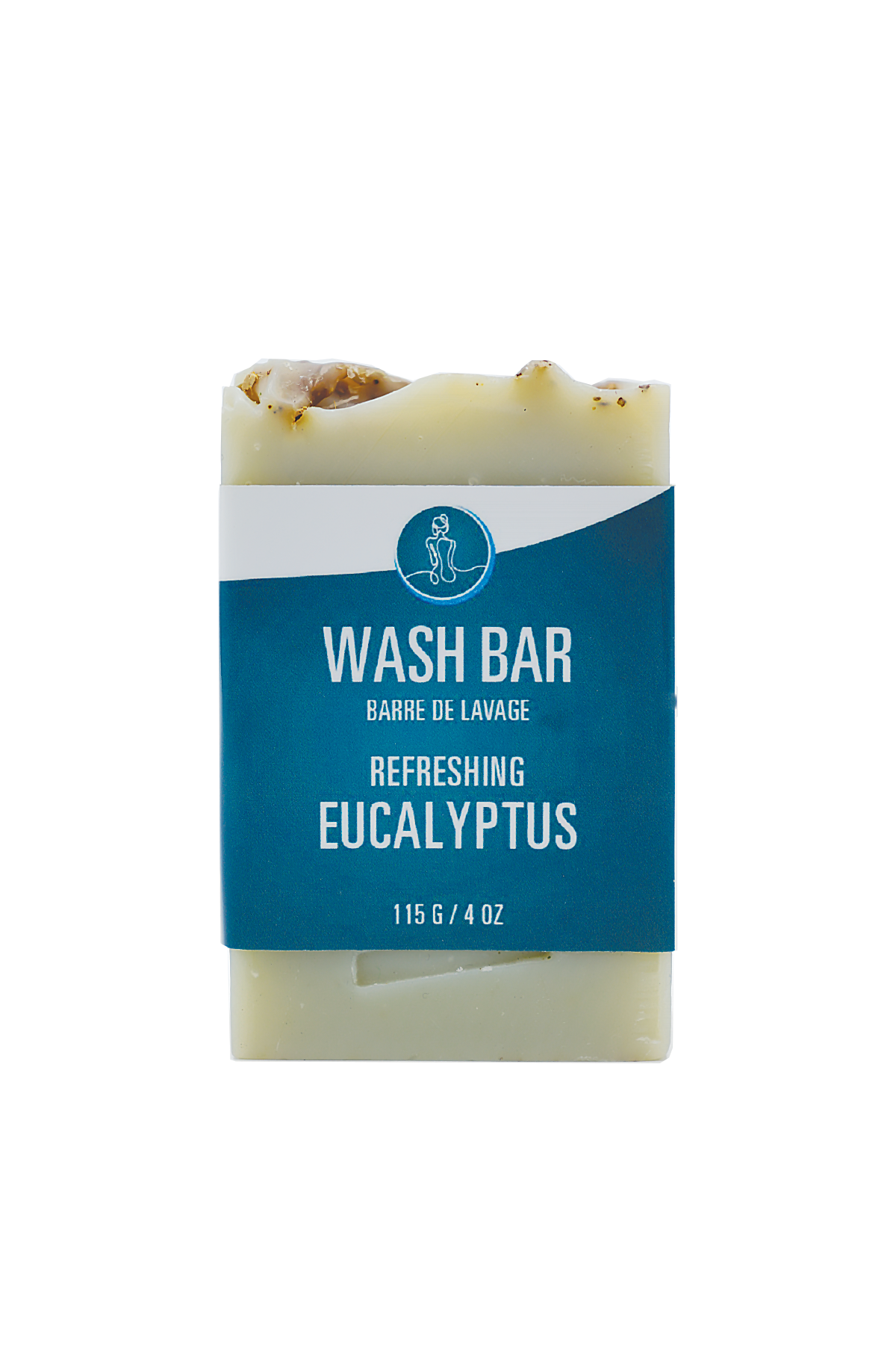 Wash bar with eucalyptus scent on a white background