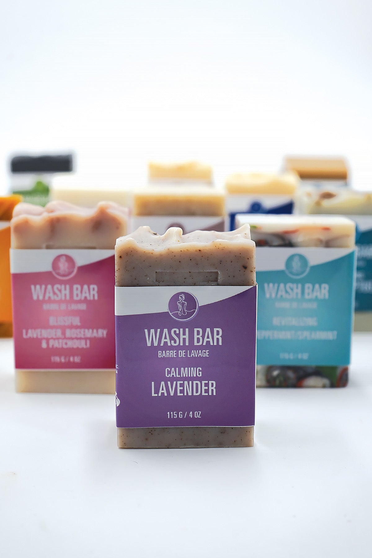 Wash bars with packaging on a white background